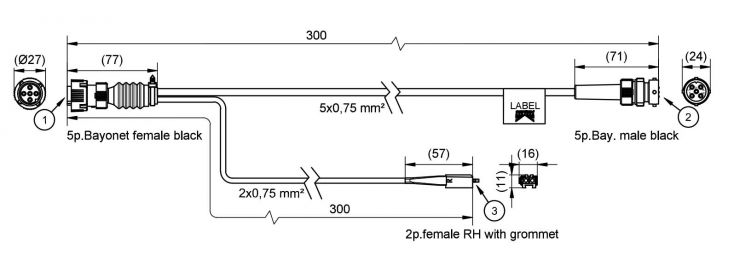 Adattatore per 3° luce freno 0,2m + uscita 3,0m connettore a 2 pin - 404567.001 - Accessori e ricamb