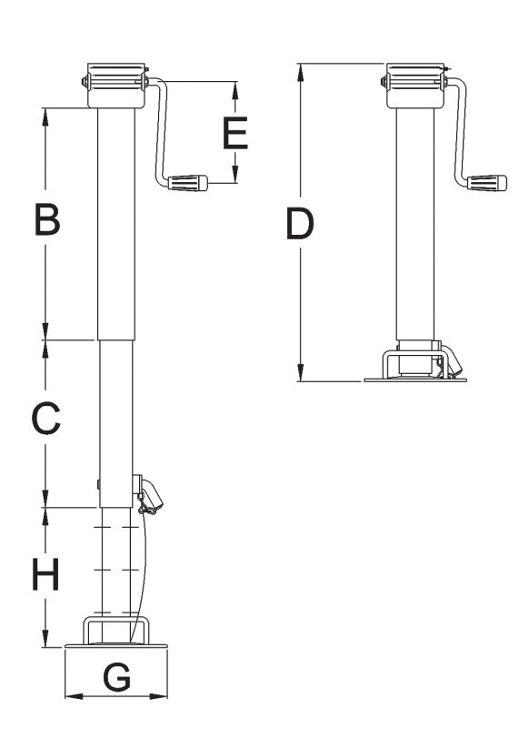 Gamba Di Sostegno Per Rimorchio Con Manovella, Portata 5000 Kg, 80x80 Mm, Ricambio Ricambi - 3